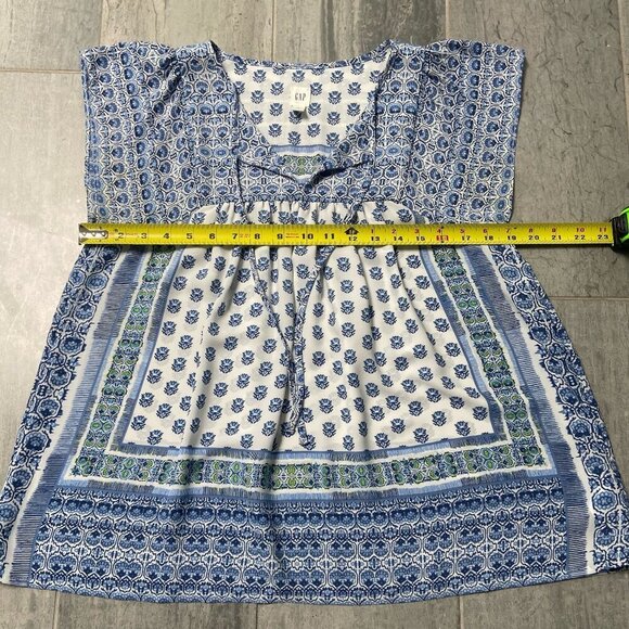 GAP Floral Mixed Print Tie V-Neck Sleeveless Lightweight Top Blouse Blue Small - Picture 6 of 9